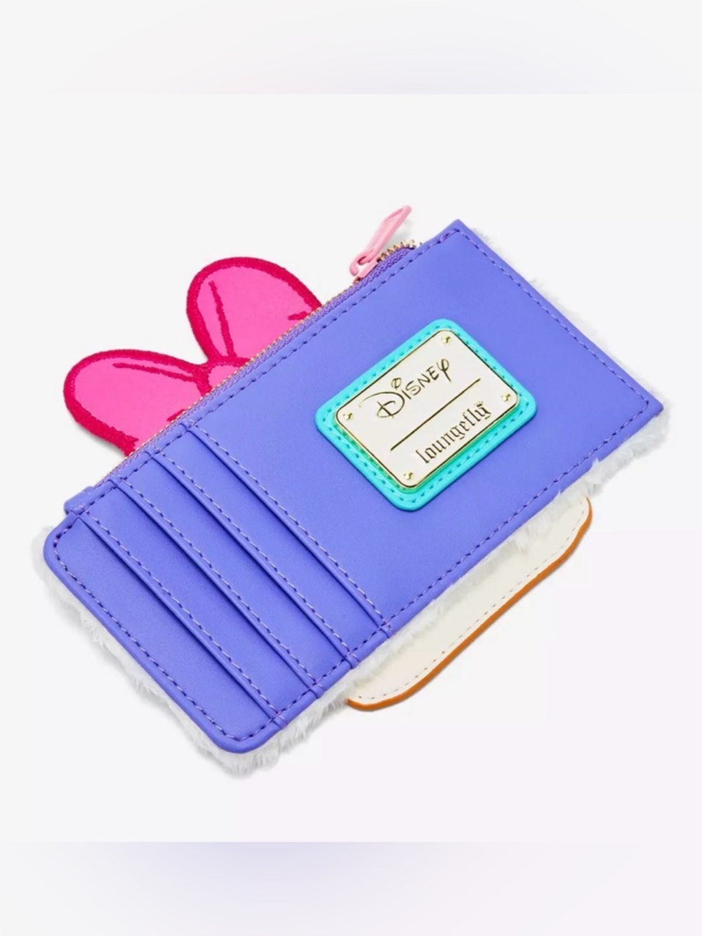 NWT Loungefly Disney Daisy Duck 85th Anniversary Sequin Plush Large Card Holder - Picture 3 of 7